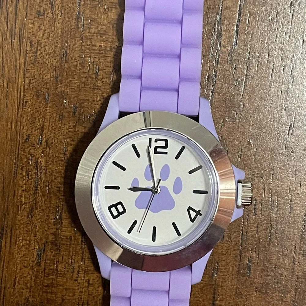 Paw Print Watch Purple Silicone Band New - Picture 3 of 8